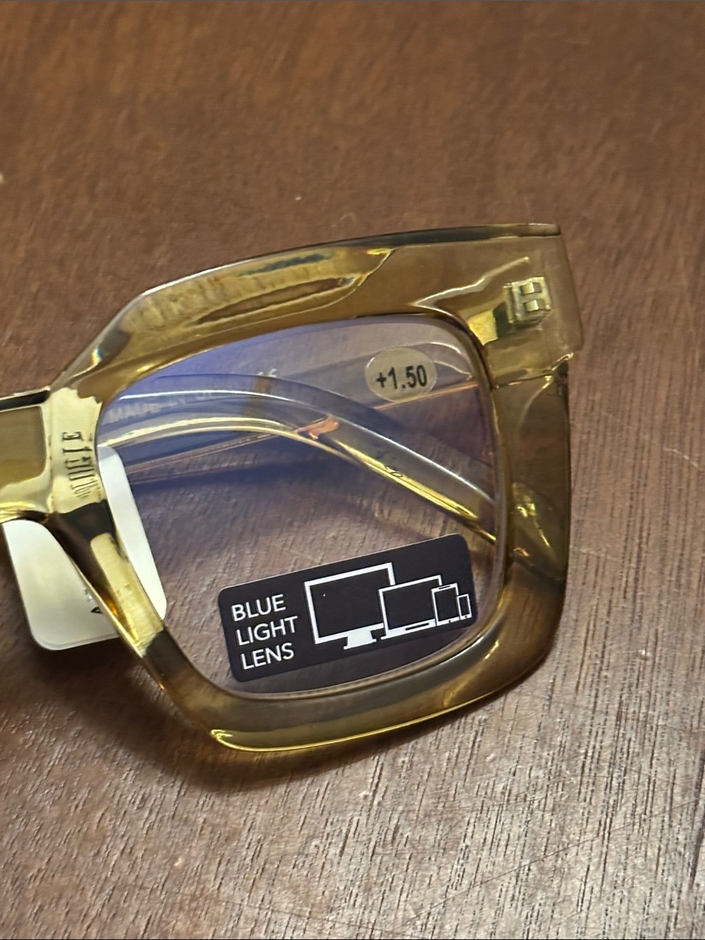 Anthropologie Translucent Square Blue Light Reading Glasses Readers  +1.50 - Picture 3 of 7